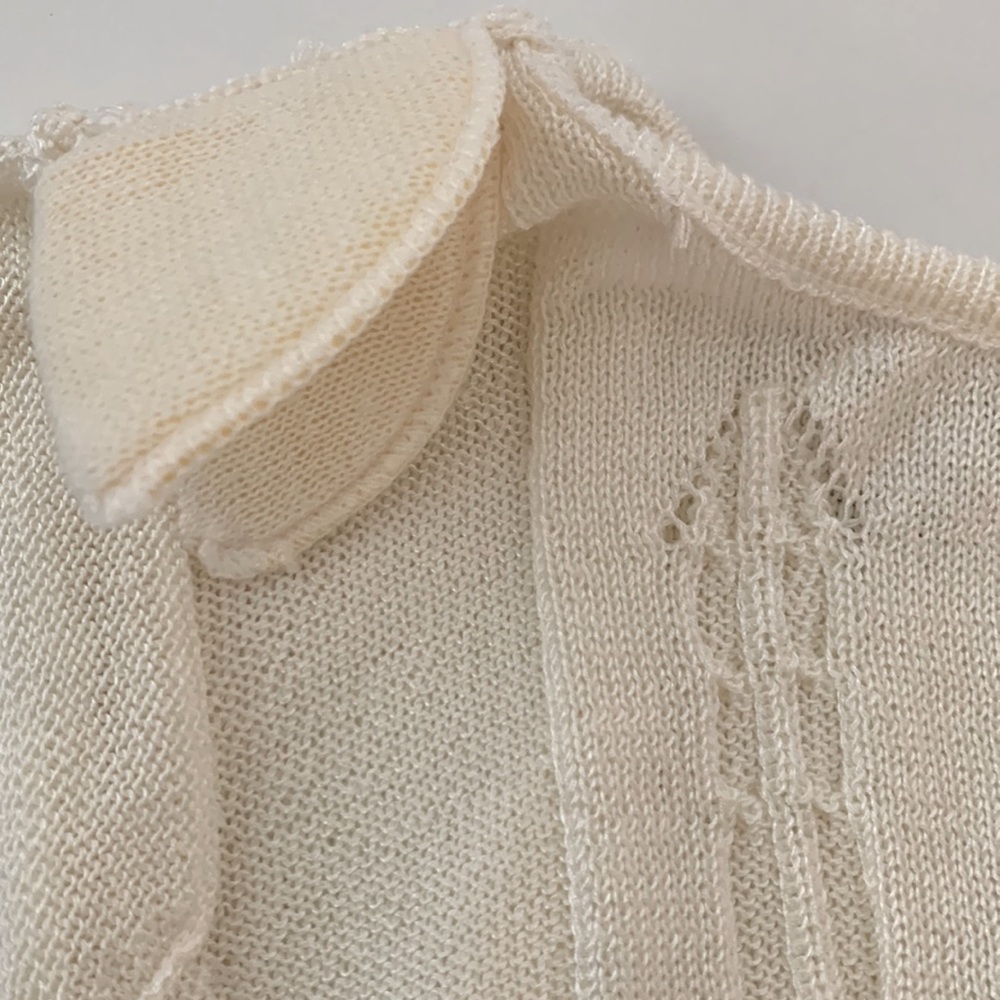 Koret Career Vintage White Knit Short Sleeve Sweater Blouse Size M - Picture 8 of 8